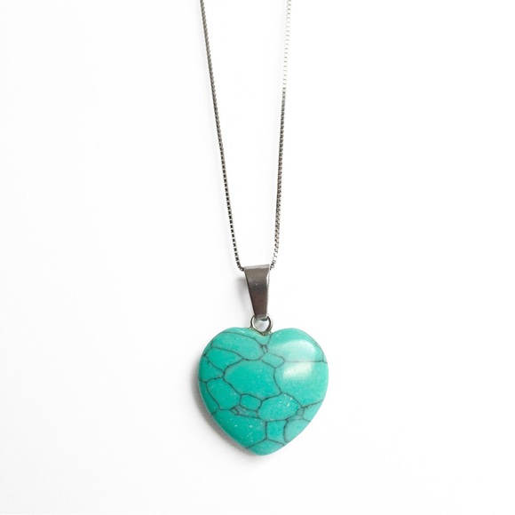 Artisan Jewelry - New S925 Sterling Silver Handmade Natural Polished Turquoise Stone 18” Necklace